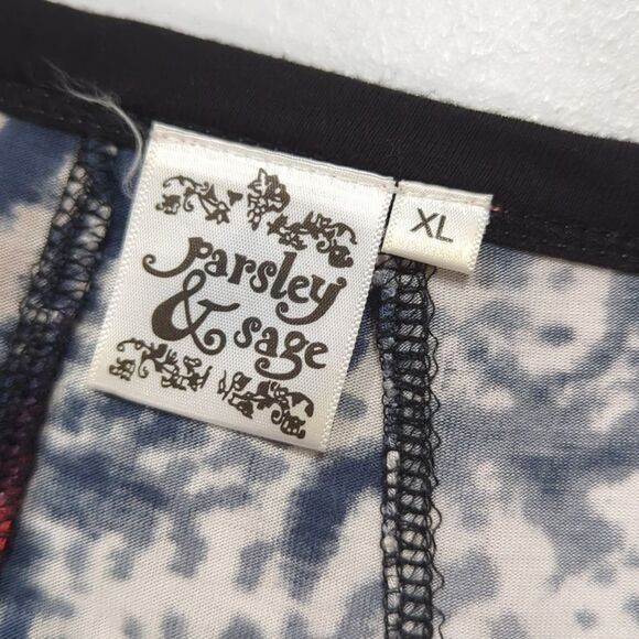 Parsley & Sage Top Womens XL Multicolor Art Blouse Black and Red Tunic - Picture 5 of 8